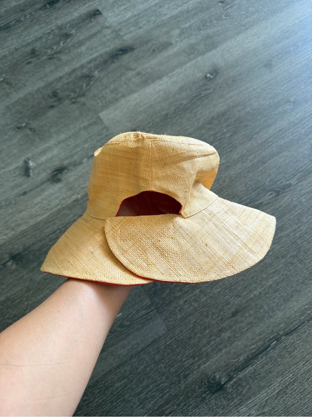 Scala Kids Straw Sun Hat in Beige with Red Trim